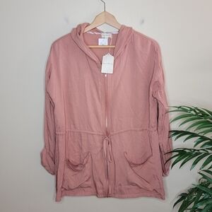 NWT Hem & Thread | Dusty Pink Lightweight Jacket with Roll Tab Sleeves